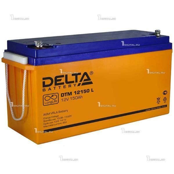 Аккумулятор DELTA DTM-12150L (12В, 150Ач / 12V, 150Ah / вывод под болт M8) (UPS серия)