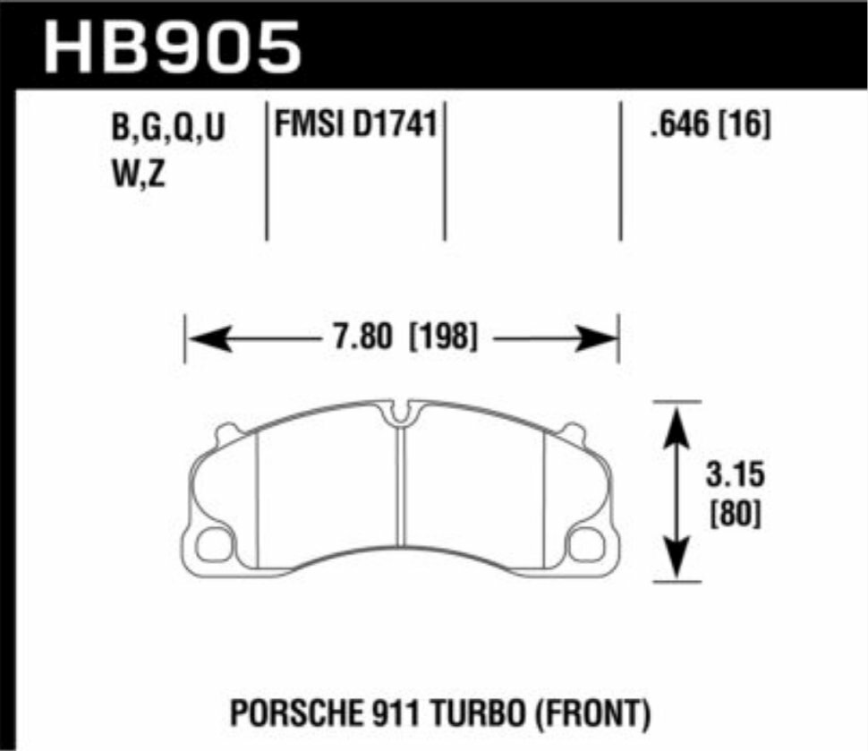 Колодки тормозные HB905B.646 HAWK HPS 5.0 перед Porsche 911 Turbo, GT3 2013- ; Cayman GT4
