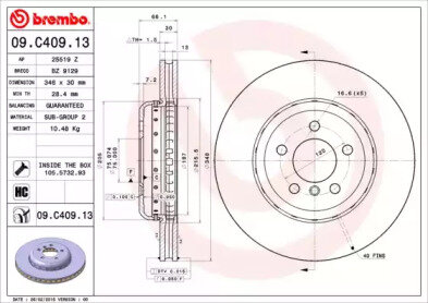 Тормозной диск Brembo 09C40913