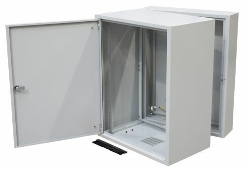 Шкаф настенный 19, 6U Zpas WZ-3505-01-M1-011 337x600х500, трехсекционный, со стальной дверью, цвет серый (RAL 7035) (SD-206) (собранный)