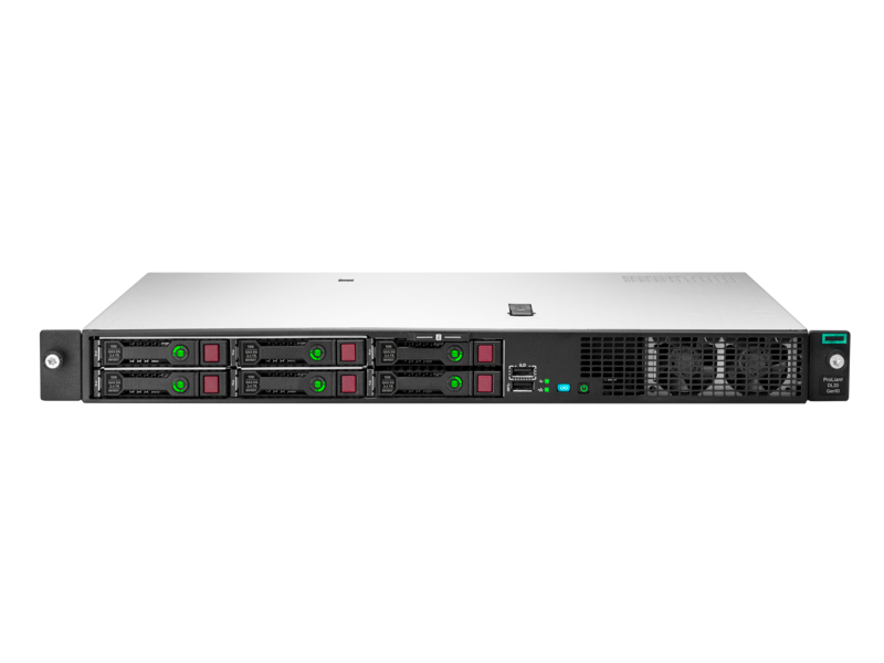 Сервер HPE Proliant DL20 Gen10, 1x Intel Xeon E-2236 6C 3.4GHz, 1x16GB-U DDR4, S100i/ZM (RAID 0,1,5,10) noHDD (4/6 SFF 2.5quot; HP), 1x500W (up2), 2x1Gb/s, noDVD, iLO5, Rack1U, 3-3-3 P17081-B21