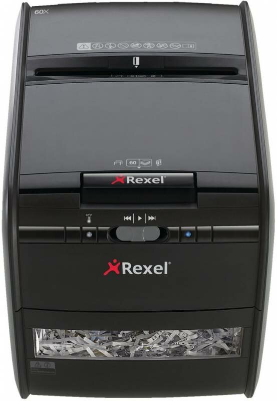 Шредер Rexel Auto+ 60X с автоподачей (секр.P-3)/фрагменты/60лист./15лтр./скрепки/скобы/пл.карты