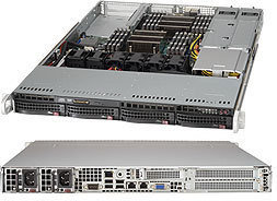 Серверная платформа Supermicro SuperServer 1U 6018R-WTR no CPU (2) / no memory (16) / on board C612 RAID 0 / 1 / 5 / 10 / no HDD (4) LFF / 2xGE / 2xFHHL, 1xHBA / R700W / 750W Platinum