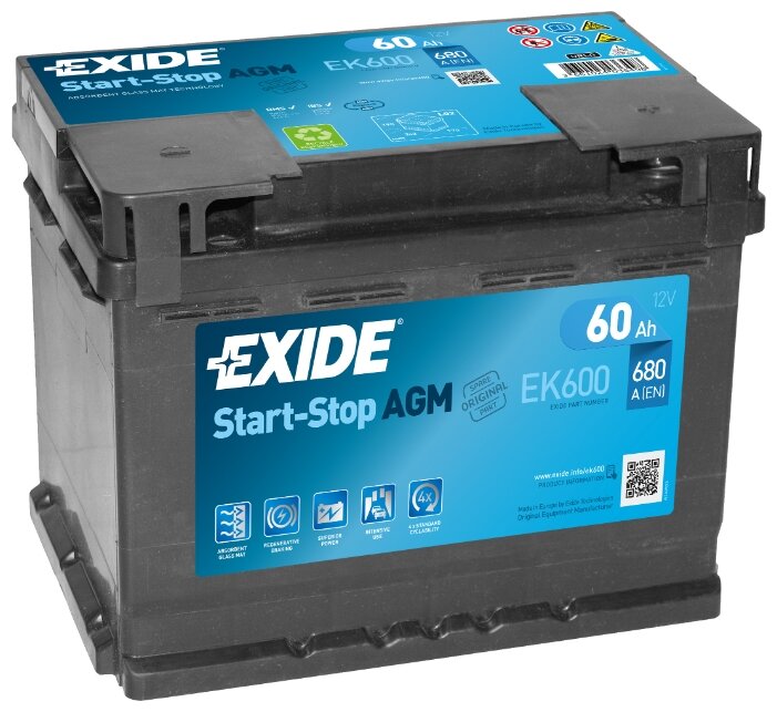 Автомобильный аккумулятор Exide Start-Stop AGM EK600