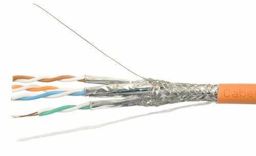 Кабель витая пара STP 7 кат. 4 пары Cabeus SSTP-4P-Cat.7-SOLID-IN-LSZH (305м)0,58мм (23 AWG), одножильный (solid), FR-LSZH 7469c