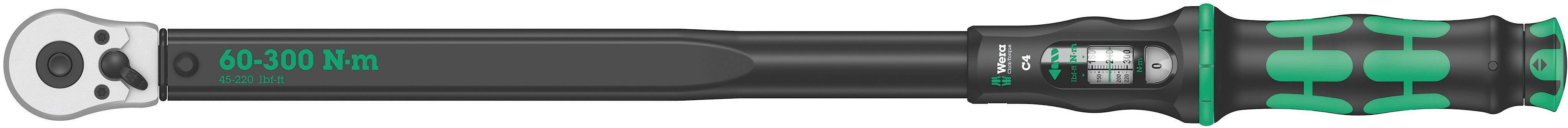 Динамометрический ключ WERA Click-Torque C 4, 60-300 Nm, с трещоткой с реверсом 075623