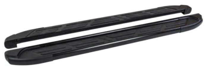Пороги площадки Can Otomotiv на Ниссан Террано 2014-2020 модель №11 Corund Black, алюминиевые, арт:DCDU.69.0448-1