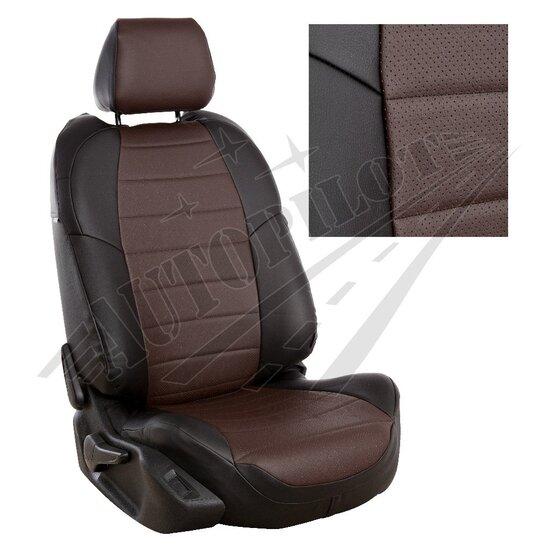Чехлы на сиденья из экокожи, чёрно-шоколадные Автопилот для Volkswagen Transporter T6 [2015-...] (9 мест) (vo-tsh-g2-chesho-e)