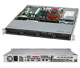 Корпус серверный 1U Supermicro CSE-813MTQ-350CB (4x3.5quot; HS Bays, 4xSATA/SAS port, DVD-opt., 12quot;x10quot; ATX, 1xFH, 350W Gold, rail)
