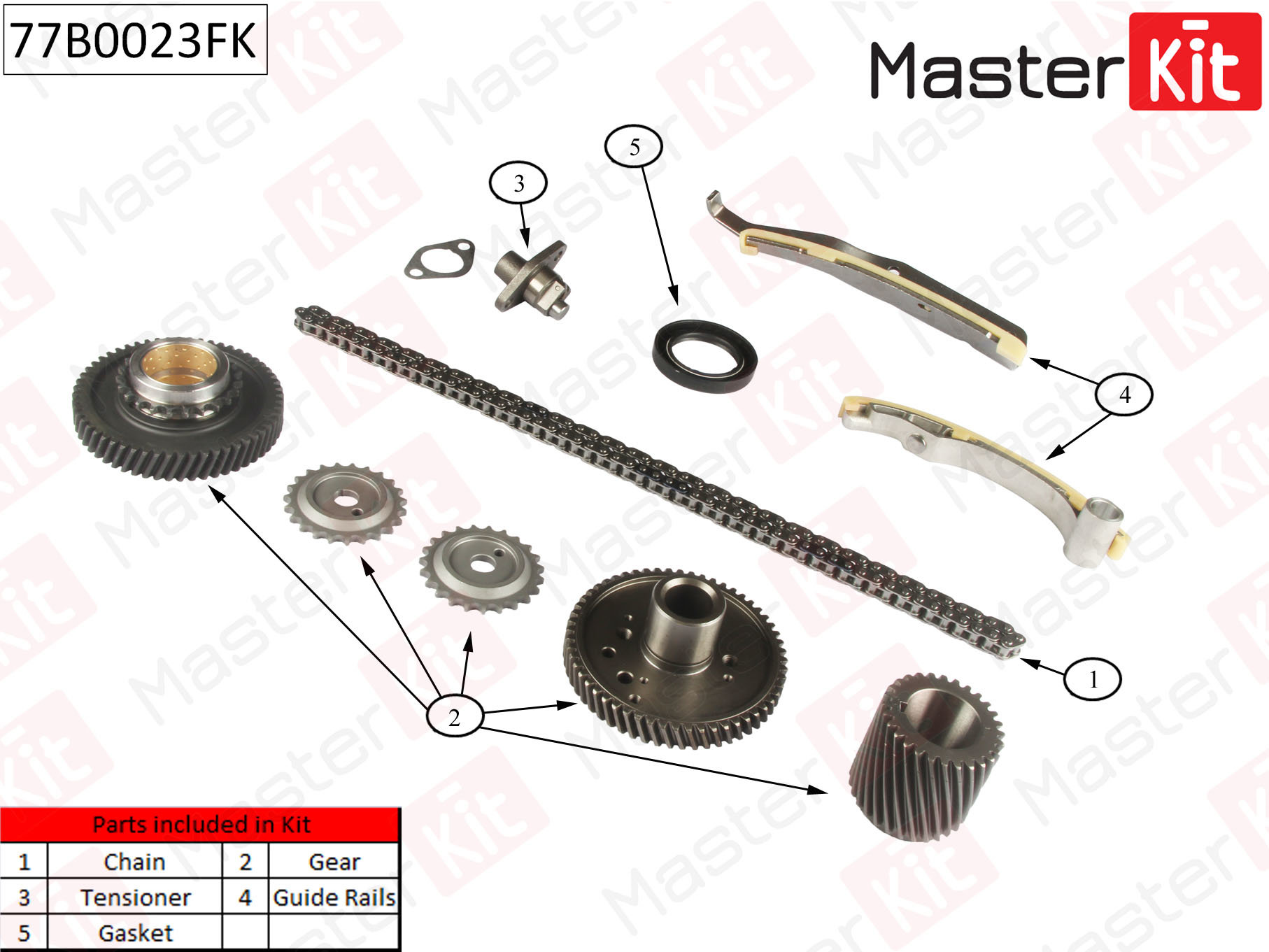 Комплект цепи грм mitsubishi: pajero 3.2di-d 4m41 00 77B0023FK Masterkit 77B0023FK