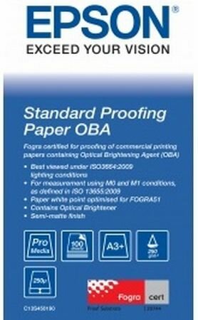C13S450190-Матовая бумага Epson Standard Proofing Paper OBA для цветопроб, формат A3+, в упаковке 100 листов.
