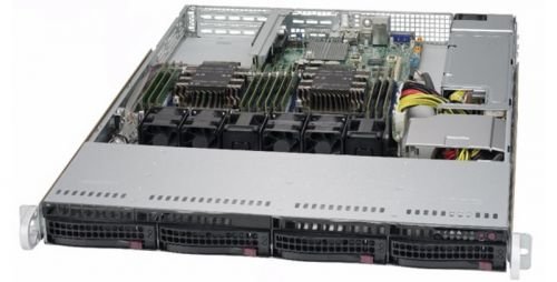 Серверная платформа 1U Supermicro SYS-6019P-WT (2x3647, C621, 12xDDR4, 4x3.5quot; HS, 2xGE, 600W,Rail)