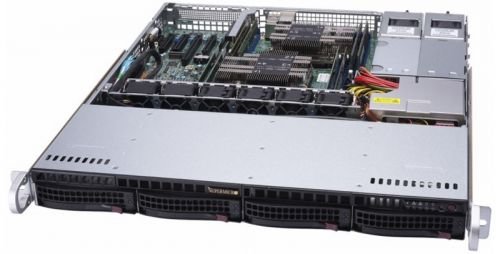 Серверная платформа 1U Supermicro SYS-6019P-MTR (2x3647, C621, 8xDDR4, 4x3.5quot; HS, 2xGE, 2x600W,Rail)