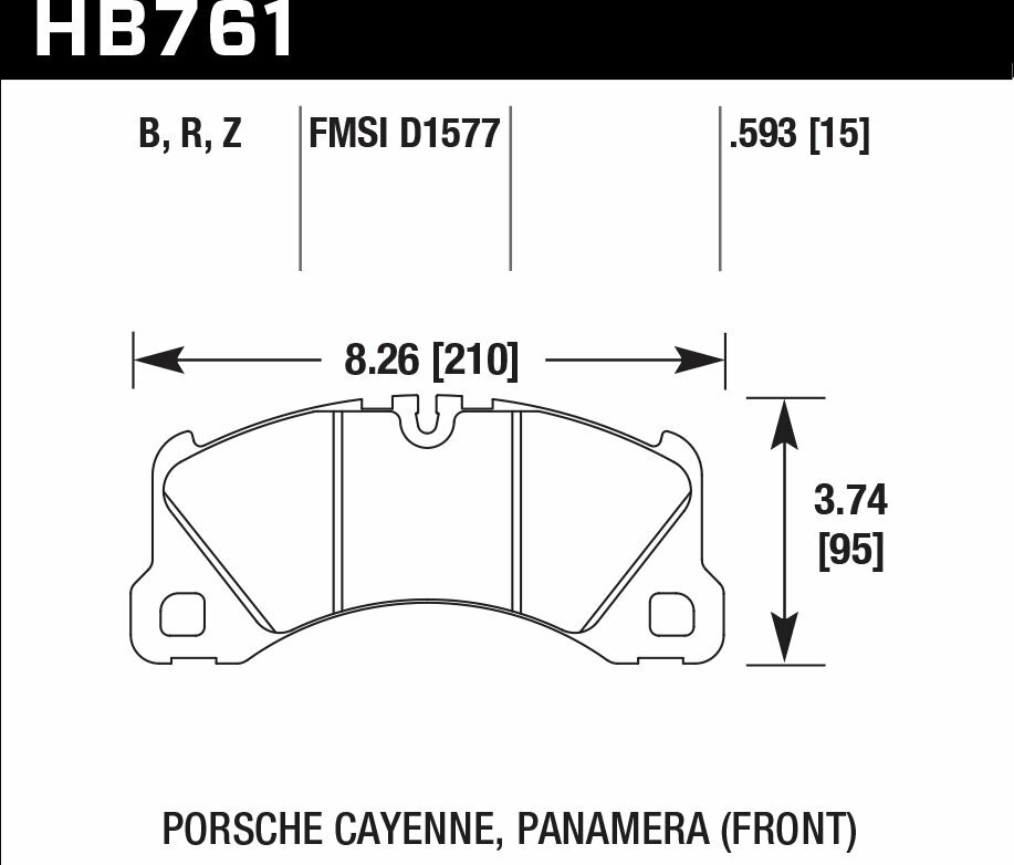 Колодки тормозные HB761B.593 HAWK Street 5.0 перед CAYENNE, PANAMERA, MACAN, TOUAREG 360, 368, 390mm