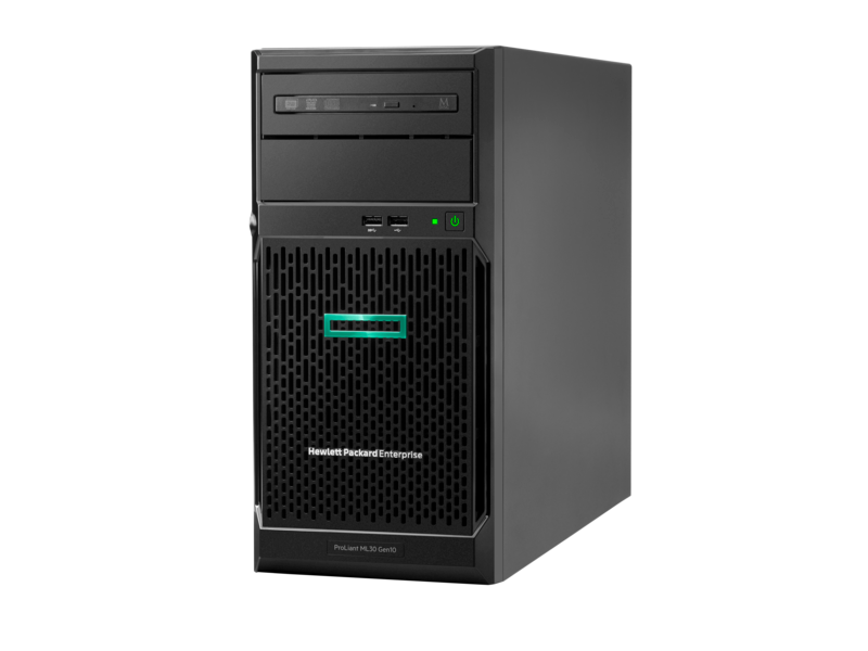 Сервер HPE Proliant ML30 Gen10, 1x Intel Xeon E-2224 4C 3.4GHz, 1x16GB-U DDR4, S100i/ZM (RAID 0,1,5,10) noHDD (4 LFF 3.5 HP), 1x350W NHP NonRPS (up2x500), 2x1Gb/s, noDVD, iLO5, Tower-4U, 3-1-1 P16928-421