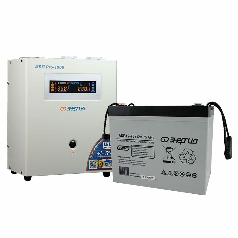 Источники бесперебойного питания Комплект ИБП Инвертор Энергия ИБП Pro 1000 + Аккумулятор 75 АЧ