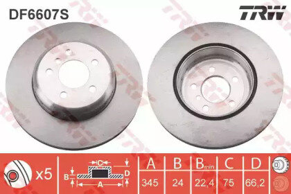 Диск тормозной задний для bmw f30/f31/f35/f36 2.0/3.0i/d 11 Trw DF6607S
