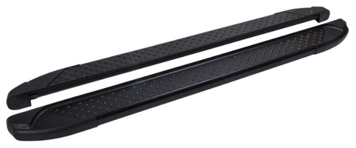 Пороги площадки Can Otomotiv на Хендай Санта Фе 3 2013-2018 модель №16 Sapphire Black, алюминиевые, арт:HYSA.54.1192
