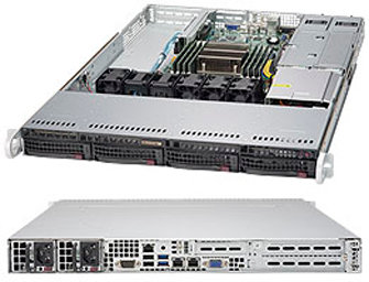 Серверная платформа 1U Supermicro SYS-5018R-WR (1x2011v3, C612, 8xDDR4, 4x3.5quot; HS,2x PCI-E 3.0 x16 slots, 2GE, 500W 1+1,Rail)