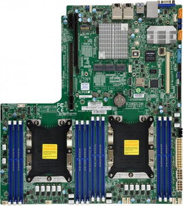 Supermicro Плата материнская MB Dual Socket P LGA 3647 CPU TDP support 205W / Up to 1.5TB 3DS ECC RDIMM / 1 PCI-E 3.0 x32 Left Riser Slot 1 PCI-E 3.0 x16 Right Riser Slot / M.2 Interface / 14 SATA3 (6 Gbps) / Dual LAN with GbE