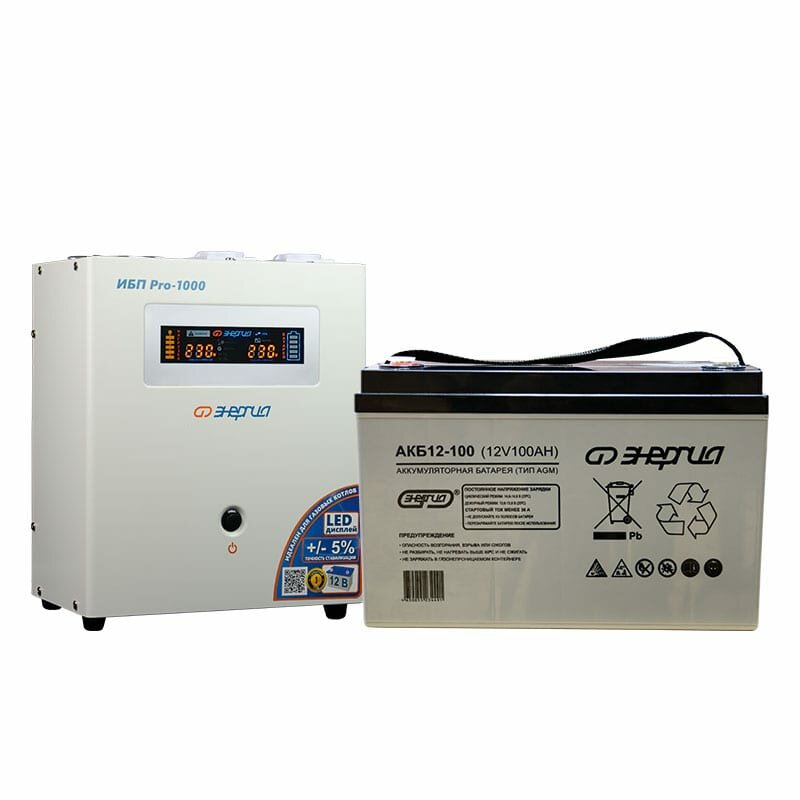 Источники бесперебойного питания Комплект ИБП Инвертор Энергия ИБП Pro 1000 + Аккумулятор 100 АЧ