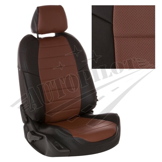 Чехлы на сиденья из экокожи, чёрно-коричневые Автопилот (vo-tb-t6k-chetk-e)