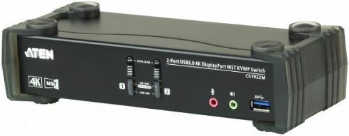 Переключатель KVM Aten CS1922M-AT-G 2-портовый, USB 3.0, DisplayPort, с поддержкой 4K и MST, кабели в комплекте