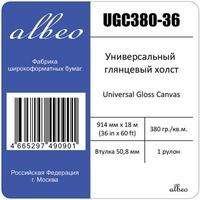 Бумага Albeo UGC380-36 Холст для плоттера глянцевый универсальная, рулон A0 36quot; 914 мм x 18 м, 380 г/м2, Универсальный Universal Gloss Canvas, втулка 2quot; 50.8 мм, для водорастворимых и пигментных чернил - Раздел: Товары для офиса, офисные товары