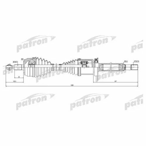 Вал приводной (передний, правый) VW Multivan V, Transporter V Patron PDS0444