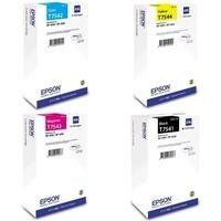 Стрйный картридж Epson C13T754440-C13T754340-C13T754240-C13T754140 Картриджи комплектом T7544, T7543, T7542, T7541 полный набор сверх-повышенной емкости CMYK:7K, BK:10K стр. для WorkForce WF-8090DW WF-8090, WF-8590DWF WF-8590