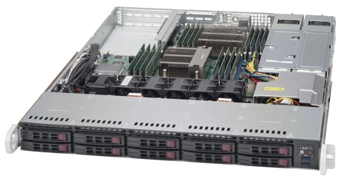 Сервер Supermicro SuperServer 1028R-WTRT без процессора/без ОЗУ/без накопителей/количество отсеков 2.5quot; hot swap: 10/2 x 750 Вт/LAN 10 Гбит/c
