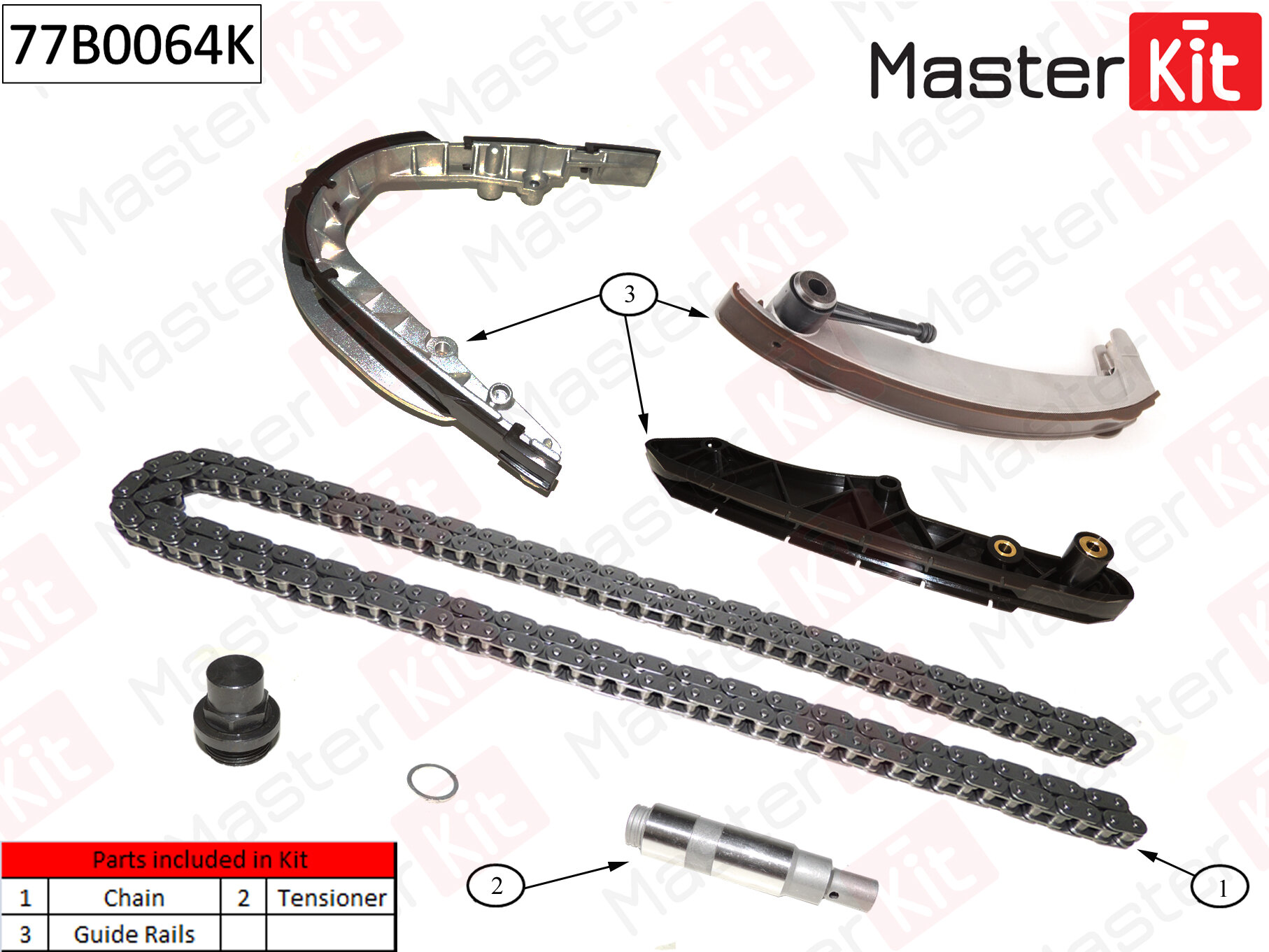 Комплект цепи грм\ bmw: m62b44 01-05 (без звездочек) Masterkit 77B0064K