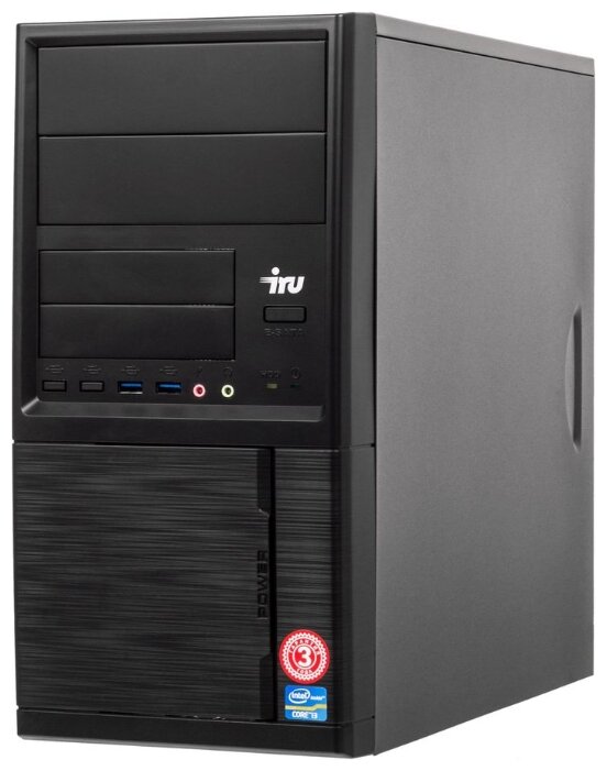 Настольный компьютер iRu Office 313 MT (1175787) Mini-Tower/Intel Core i3-9100F/8 ГБ/480 ГБ SSD/NVIDIA GeForce GT 710/DOS
