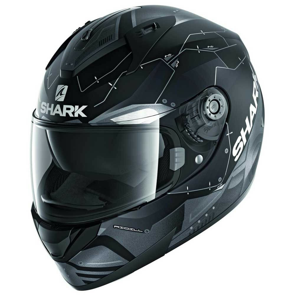 SHARK [SHARK] Мотошлем RIDILL MECCA, цвет Черный Матовый/Антрацит Матовый/Серый