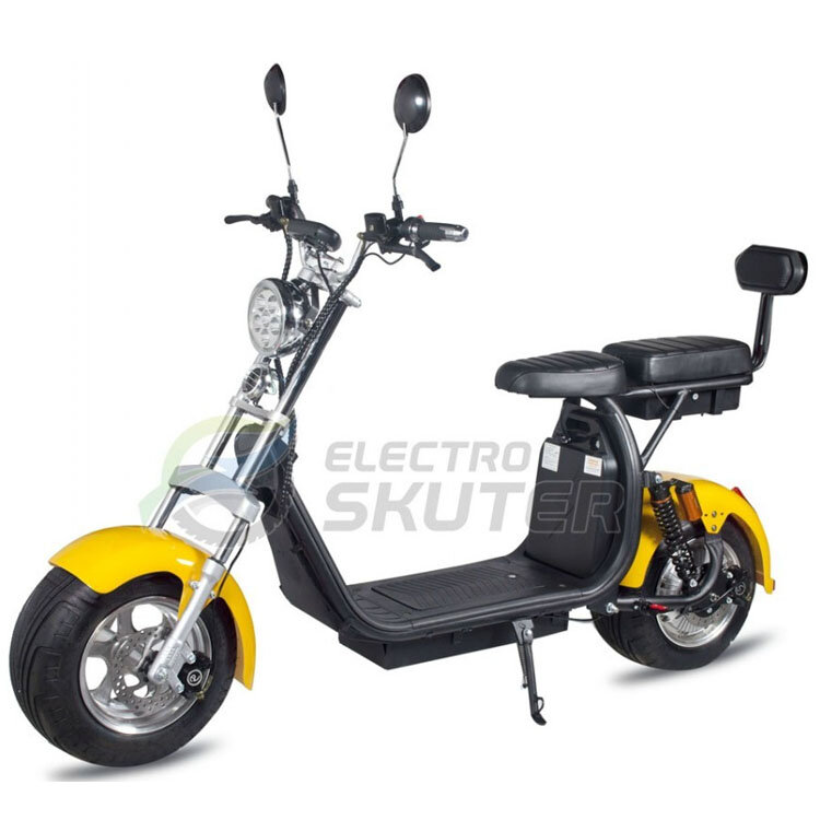Электроскутер Citycoco Harley X10 Pro 2000W (+ доп. место под АКБ) (Желтый)