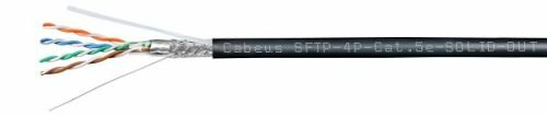 Кабель витая пара SFTP 5e кат. 4 пары Cabeus SFTP-4P-Cat.5e-SOLID-OUT-LSZH-UV 24 AWG, одножильный, для внешней прокладки, LSZH-UV, 305 м