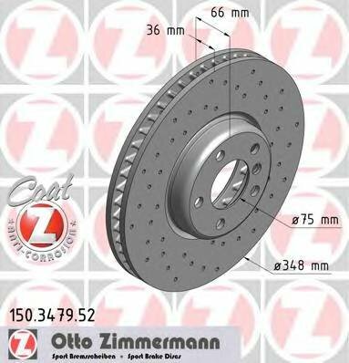 Передний тормозной диск для bmw (vollguss) sport rechts coat z Zimmermann 150347952