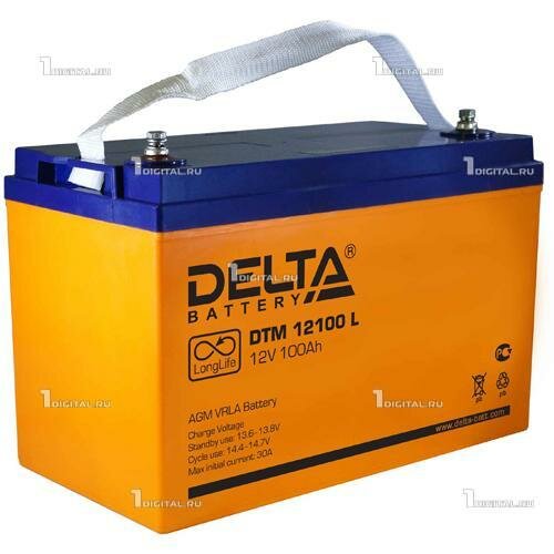 Аккумулятор DELTA DTM-12100L (12В, 100Ач / 12V, 100Ah / вывод под болт M6) (UPS серия)