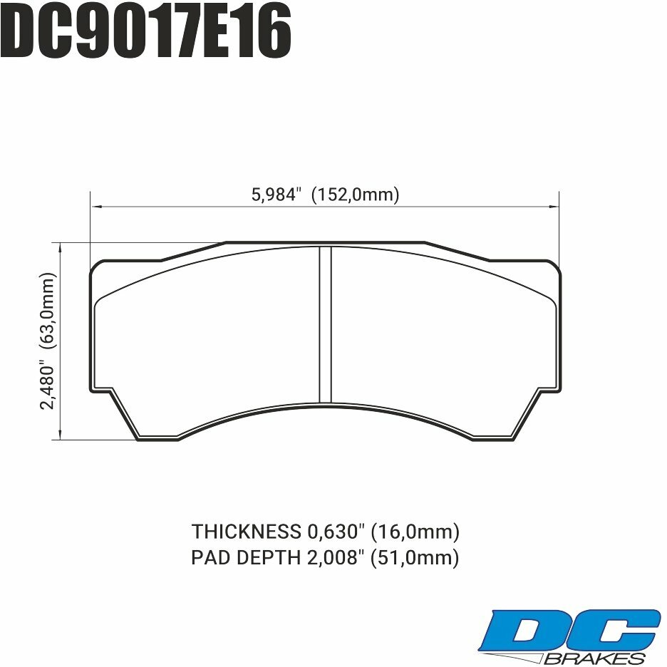 Колодки тормозные DC9017E16 DC Brakes RT.2 Alcon Monoblock 6 CAR97