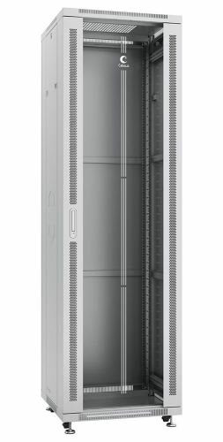 Шкаф напольный 19, 47U Cabeus SH-05C-47U80/80 800x800x2277mm (ШхГхВ) передняя стеклянная и задняя сплошная металлическая двери, ручка с замком, цвет с