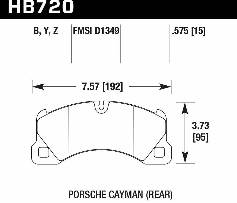 Колодки тормозные HB720Y.575 HAWK LTS; перед PORSCHE CAYENNE 955, 92A; PANAMERA; TOUAREG