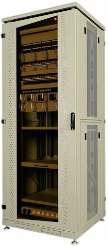 Шкаф напольный 19, 42U AESP REC-84210S-GB2B-GY 2054x800x1000 мм, разборный, дверь со стеклом, серый