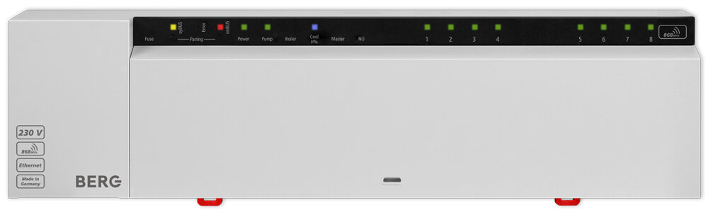 Беспроводной центр коммутации BERG на 8 зон со встроенным интернет-шлюзом, для управления насосом/ко