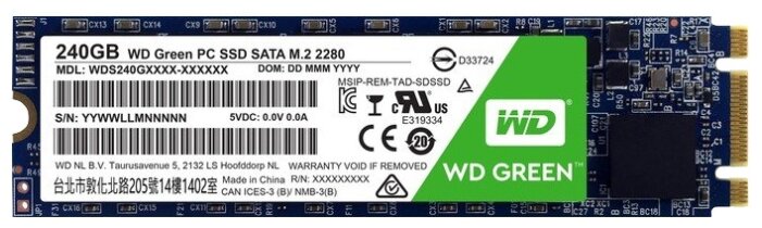 Твердотельный накопитель Western Digital WD GREEN PC SSD 240 GB (WDS240G1G0B)