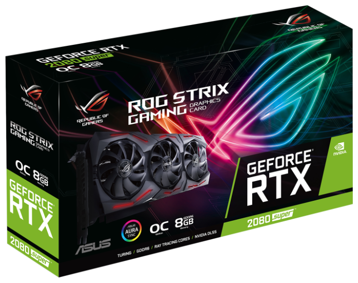 Видеокарта ASUS ROG GeForce RTX 2080 SUPER 1650MHz PCI-E 3.0 8192MB 15500MHz 256 bit 2xDisplayPort 2xHDMI HDCP Strix Gaming OC