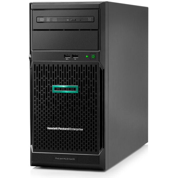 Сервер HPE ProLiant ML30 Gen10/ Xeon E-2224/ 16GB/ 4x LFF (up 4, NHP)/ noODD/ Smart Array S100i/ 2x 1GbE/ noODD/ 1x 350W (up 1) (P16928-421)