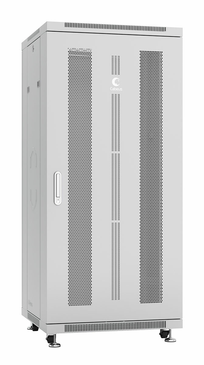 Cabeus ND-05C-27U60/100 Шкаф телекоммуникационный 19quot; напольный 27U 600x1000x1388mm (ШхГхВ), передняя дверь с перфорацией 35%, задняя дверь с перфорацией 65%, ручка с замком, цвет серый (RAL 7035), поставляется в разобранном виде
