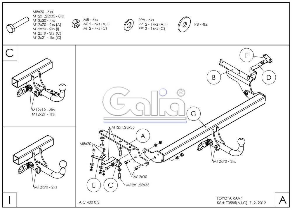 фаркоп оцинкованный toyota rav4 2006-2013 съемное крепление (без электрики) galia.t058c