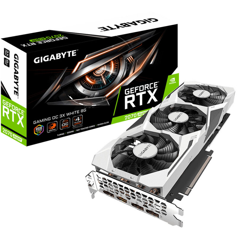 Видеокарта GIGABYTE GeForce RTX 2070 SUPER 1815MHz PCI-E 3.0 8192MB 14000MHz 256 bit 3xDisplayPort HDMI HDCP GAMING OC 3X WHITE