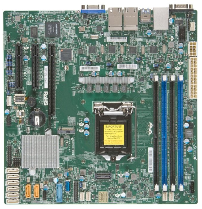 Материнская плата SuperMicro MBD-X11SSH-LN4F-O Soc-1151 iC236 mATX 4xDDR4 8xSATA3 SATA RAID i210AT 4xGgbEth Ret